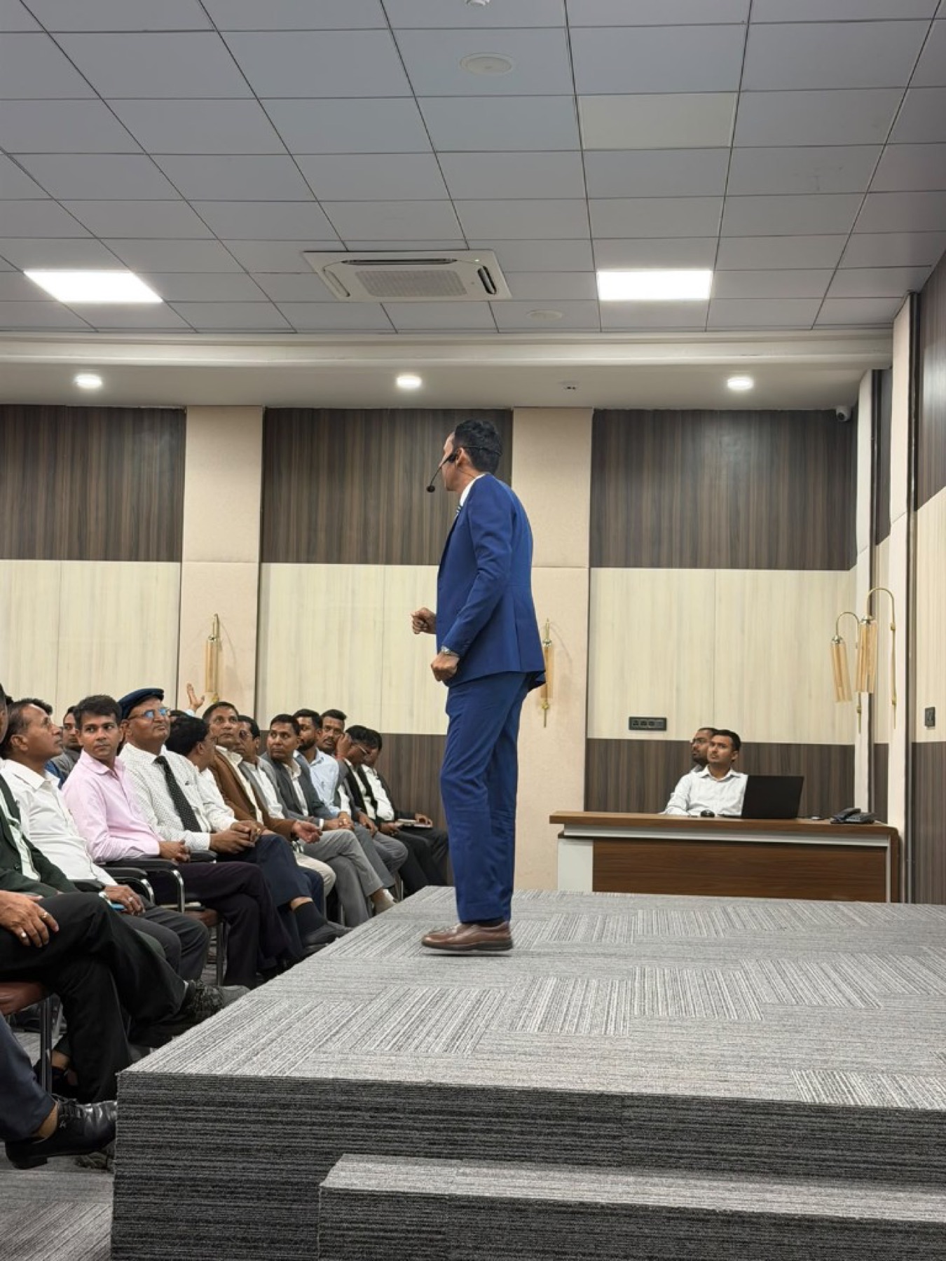 Training room seen from the side as Bhupendra Singh Shekhawat teaches
